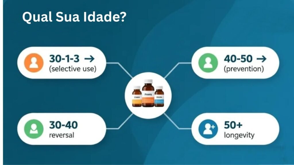 Guia visual de decisão rápida para escolher kit de Ghdrol ideal baseado na idade