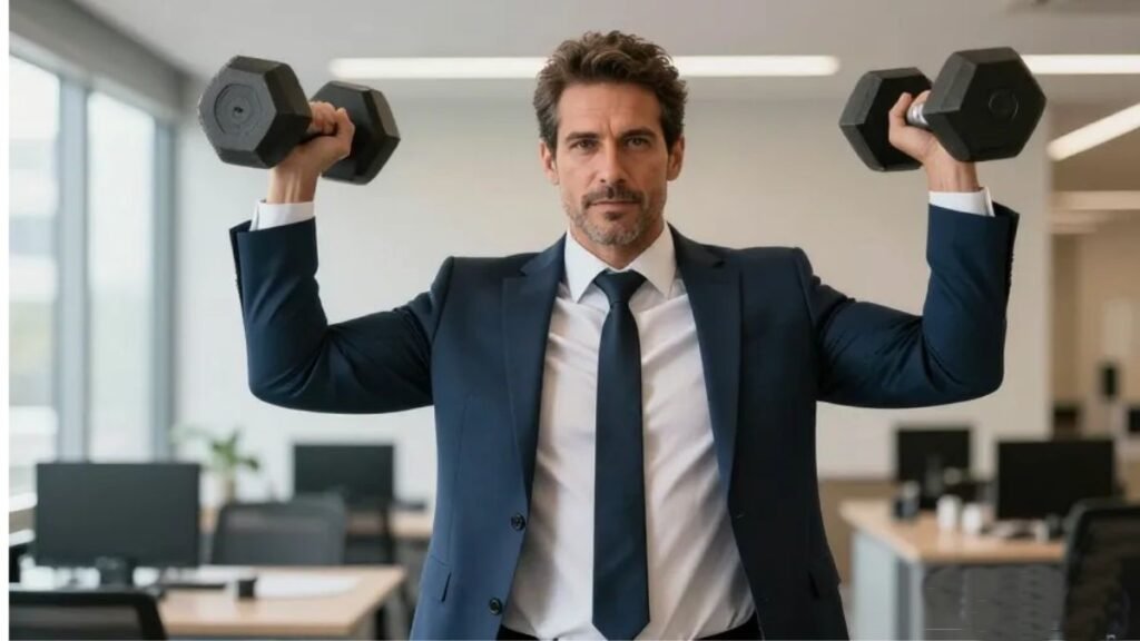 Homem de 30-40 anos mantendo forma física e prevenindo declínio hormonal com Ghdrol