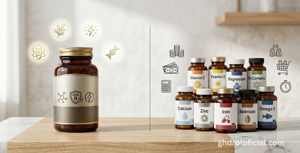 Comparação de custo-benefício entre Ghdrol fórmula completa e a compra separada de suplementos individuais para testosterona