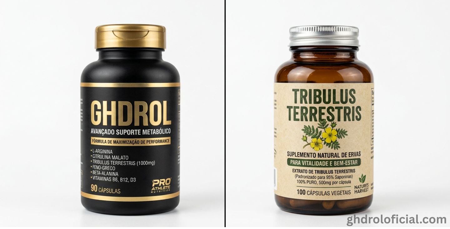 Comparação entre Ghdrol fórmula completa e Tribulus Terrestris isolado para aumento de testosterona natural
