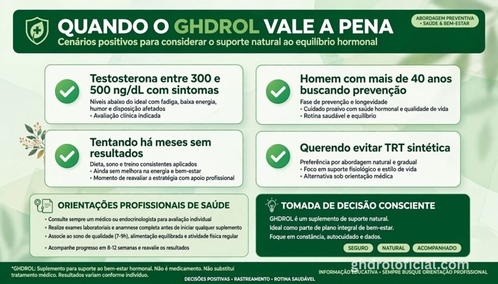 Infográfico mostrando cenários ideais em que investir em Ghdrol definitivamente vale a pena